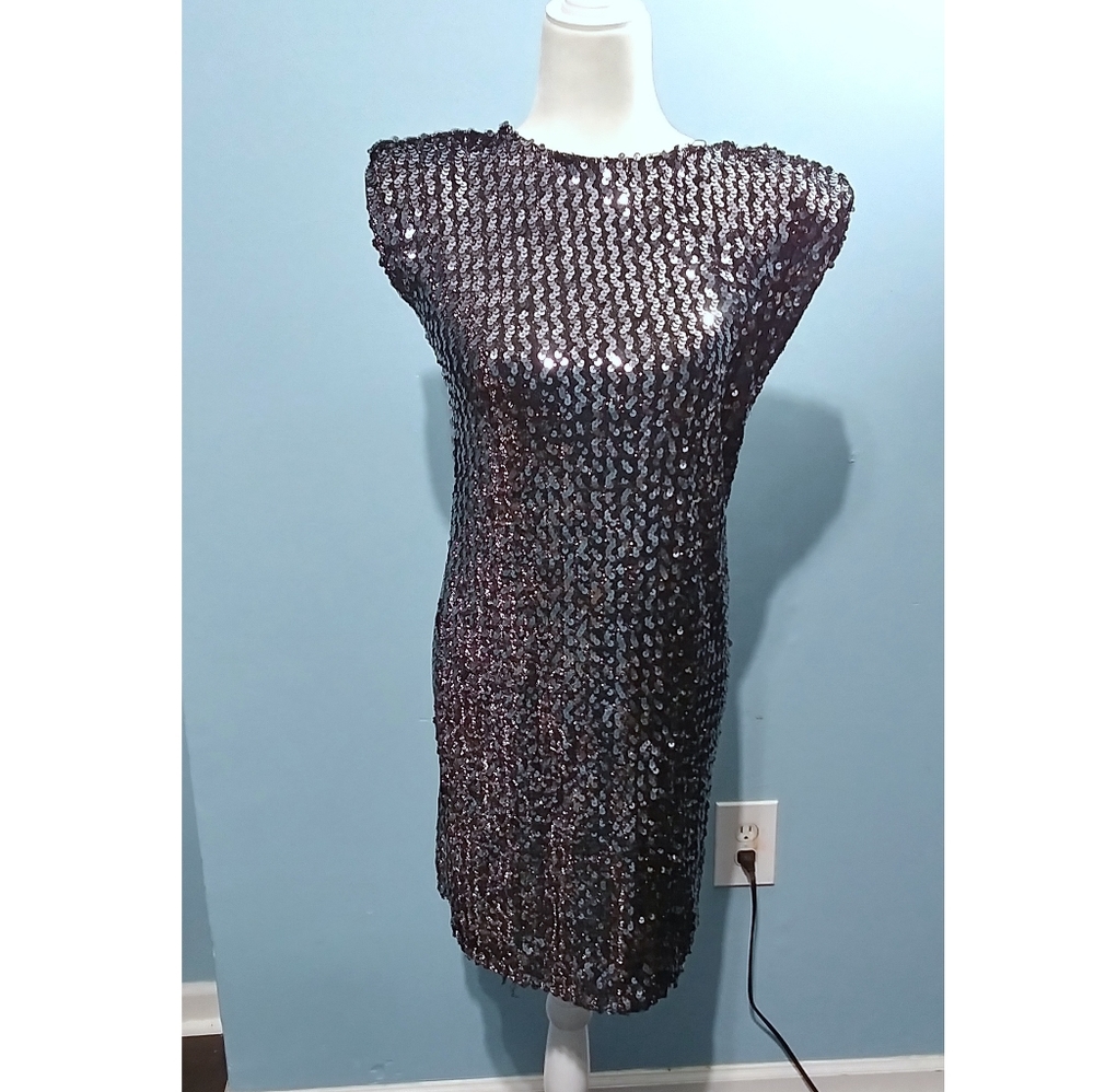 Vintage Diamonds Run Dark Gray Sequined Dress